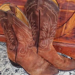 Tony Lama Suede Cowboy Boots 10 1/2 D